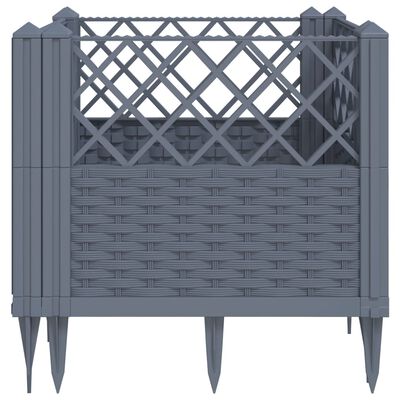 vidaXL Jardinière avec piquets gris 43,5x43,5x43,5 cm PP