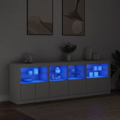 vidaXL Buffet avec lumières LED blanc 202x37x67 cm