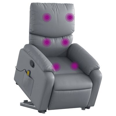 vidaXL Fauteuil inclinable de massage Gris Similicuir