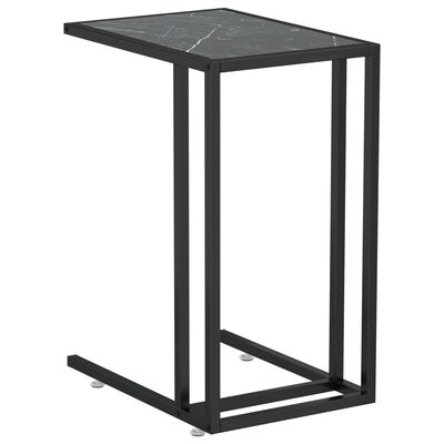 vidaXL Table d'appoint ordinateur Marbre noir 50x35x65 cm Verre trempé