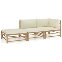 vidaXL Salon de jardin 3 pcs avec coussins blanc crème Bambou