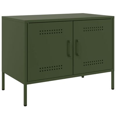 vidaXL Meuble TV vert olive 68x39x50,5 cm acier