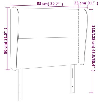 vidaXL Tête de lit avec oreilles Noir 83x23x118/128 cm Similicuir