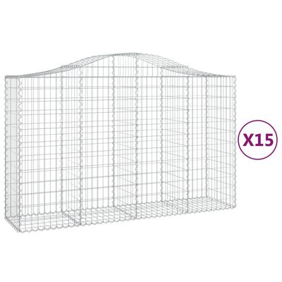 vidaXL Paniers à gabions arqués 15 pcs 200x50x120/140 cm Fer galvanisé