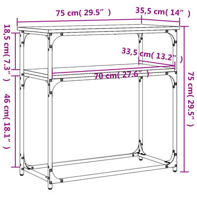 vidaXL Table console chêne marron 75x35,5x75 cm bois d'ingénierie