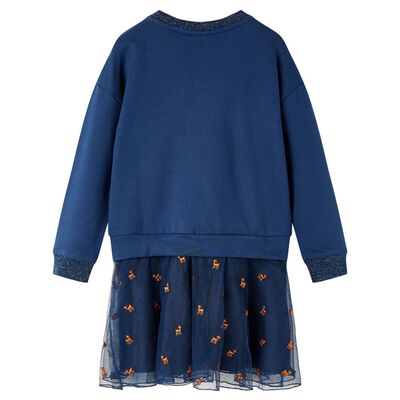 Robe pour enfants à manches longues bleu marine 128