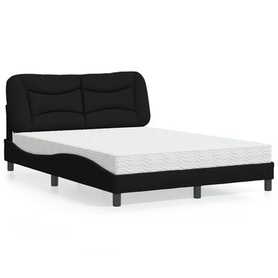 vidaXL Lit avec matelas noir 120x200 cm tissu