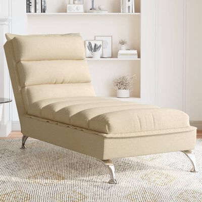 vidaXL Chaise longue avec coussins crème tissu