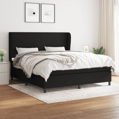 vidaXL Sommier à lattes de lit avec matelas Noir 180x200 cm Tissu