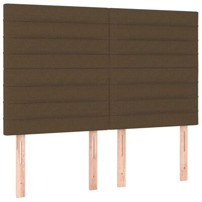 vidaXL Tête de lit à LED Marron foncé 144x5x118/128 cm Tissu