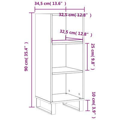 vidaXL Buffet blanc 34,5x32,5x90 cm bois d'ingénierie