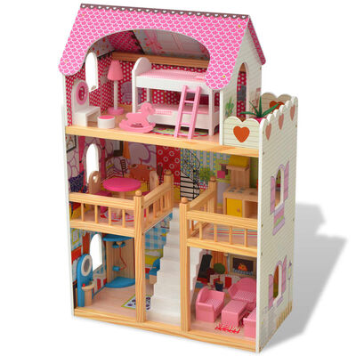 Pretty House XXL Maison de poupée en bois 3 étages divers accessoires