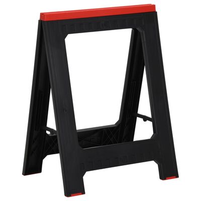 vidaXL Tréteaux de travail pliables 2 pcs PP Noir et rouge 350 kg