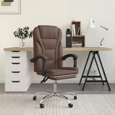 vidaXL Fauteuil inclinable de bureau Marron Similicuir