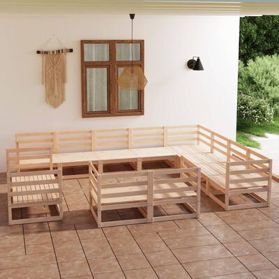 vidaXL Salon de jardin 12 pcs bois de pin massif