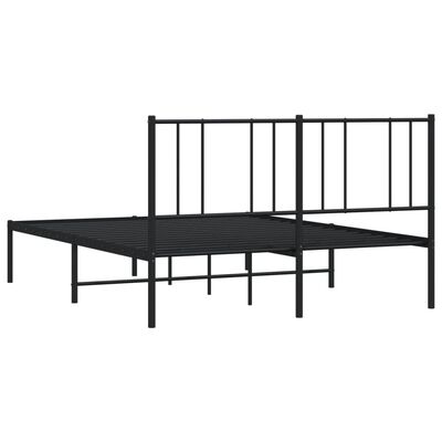 vidaXL Cadre de lit métal sans matelas avec tête de lit noir 135x190cm