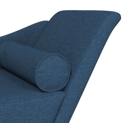 vidaXL Chaise longue avec coussins bleu tissu