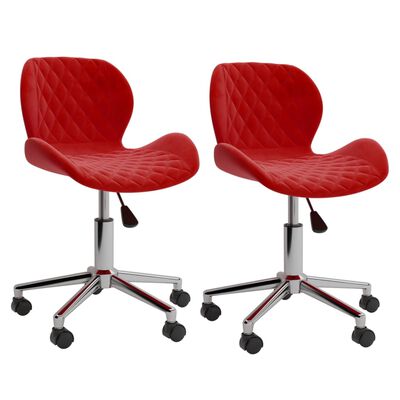 vidaXL Chaises pivotantes à manger lot de 2 Rouge bordeaux Velours