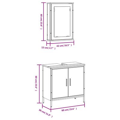 vidaXL Ensemble de meubles salle de bain 2 pcs noir bois d'ingénierie