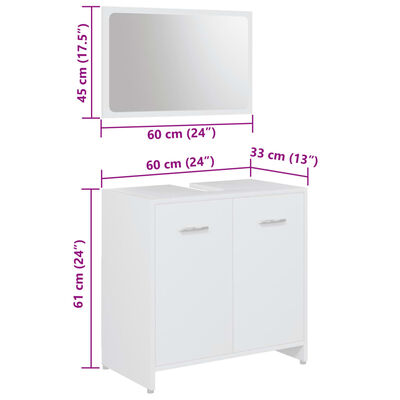 vidaXL Ensemble de meubles de salle de bain 3pcs Blanc Bois ingénierie