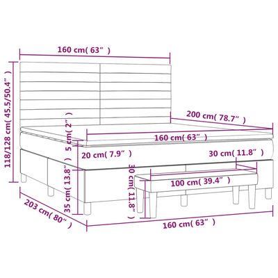 vidaXL Sommier à lattes de lit avec matelas Gris clair 160x200cm Tissu