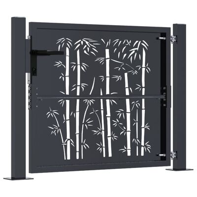 vidaXL Portail de jardin anthracite 105x105 cm acier design de bambou