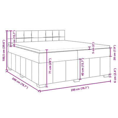 vidaXL Sommier à lattes de lit avec matelas Gris clair 200x200cm Tissu