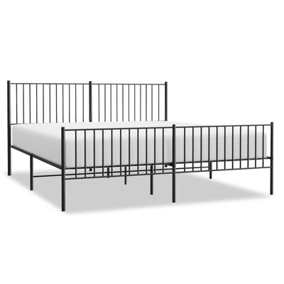 vidaXL Cadre de lit métal sans matelas avec pied de lit noir 180x200cm