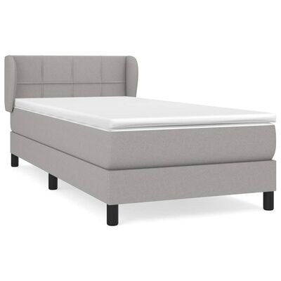 vidaXL Sommier à lattes de lit avec matelas Gris clair 90x200 cm Tissu