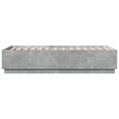 vidaXL Cadre de lit avec LED sans matelas gris béton 90x190 cm