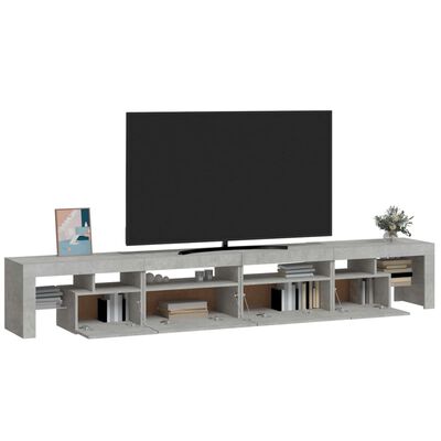 vidaXL Meuble TV avec lumières LED Gris béton 260x36,5x40 cm