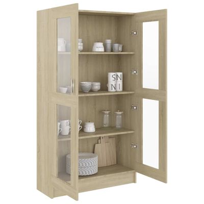 vidaXL Armoire à vitrine Chêne sonoma 82,5x30,5x150 cm Bois ingénierie