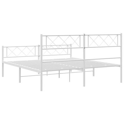 vidaXL Cadre de lit métal sans matelas et pied de lit blanc 140x190 cm