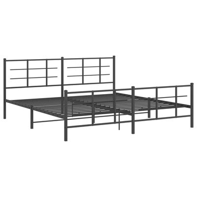 vidaXL Cadre de lit métal sans matelas avec pied de lit noir 200x200cm