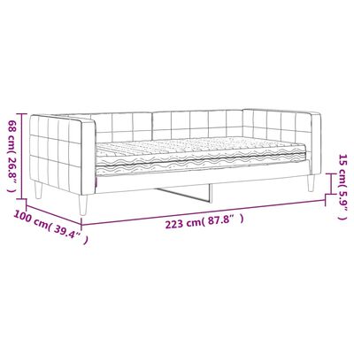 vidaXL Lit de jour avec matelas noir 90x200 cm velours