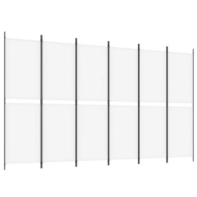 vidaXL Cloison de séparation 6 panneaux Blanc 300x180 cm Tissu