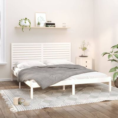 vidaXL Cadre de lit Blanc Bois massif 180x200 cm Super King