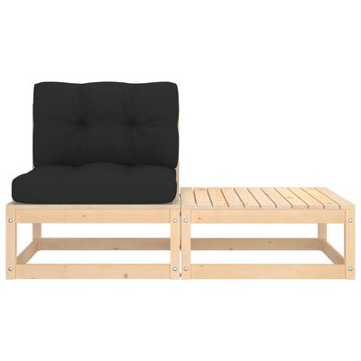 vidaXL Salon de jardin 2 pcs avec coussins Bois de pin massif