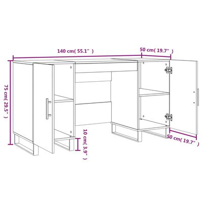 vidaXL Bureau Blanc brillant 140x50x75 cm Bois d'ingénierie