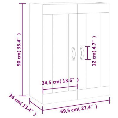 vidaXL Armoire murale chêne marron 69,5x34x90 cm