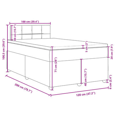 vidaXL Sommier à lattes de lit avec matelas Noir 120x200 cm Tissu