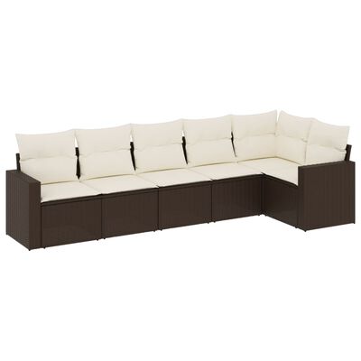 vidaXL Salon de jardin avec coussins 6 pcs marron résine tressée