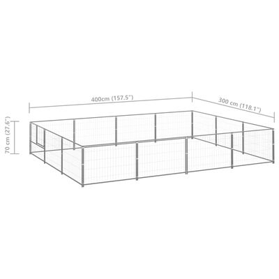 vidaXL Chenil Argenté 12 m² Acier