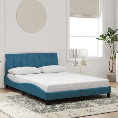 vidaXL Cadre de lit sans matelas bleu 140x190 cm velours