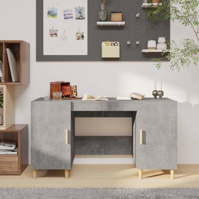 vidaXL Bureau Gris béton 140x50x75 cm Bois d'ingénierie