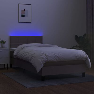 vidaXL Sommier à lattes de lit avec matelas LED Taupe 90x200 cm Tissu