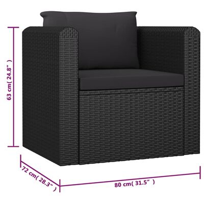 vidaXL Salon de jardin 10 pcs avec coussins Résine tressée Noir