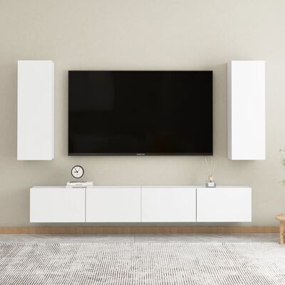 vidaXL Ensemble de meubles TV 4 pcs Blanc Bois d'ingénierie