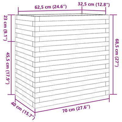 vidaXL Jardinière 70x40x68,5 cm bois de pin imprégné