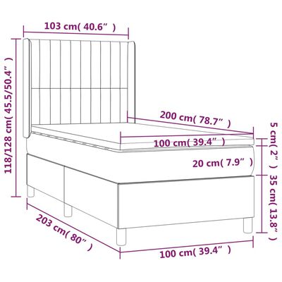 vidaXL Sommier à lattes de lit matelas et LED Rose 100x200 cm Velours